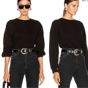 AGOLDE BALLOON SLEEVE CROPPED SWEATSHIRT IN BLACK Sz medium‎